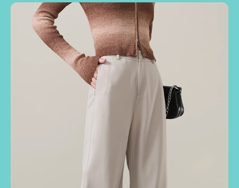 Langsha Women's Straight-Leg TR Twill Suit Pants High-Waist Draped Trousers Narrow and Wide-Leg Casual Pants Spring Autumn Workwear 32