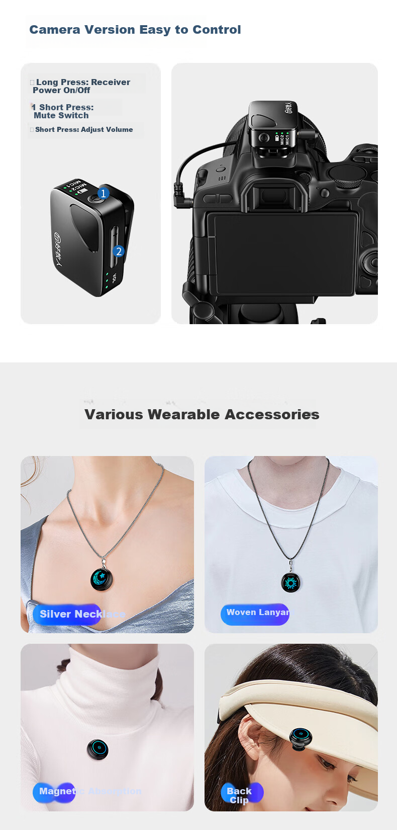 Haomuren M9 Wireless Lavalier Microphone, Professional Interview Recording, Outdoor Noise Reduction, Short Video Vlog, Kuaishou Douyin Live Streaming, Compact Button Magnetic Microphone 3
