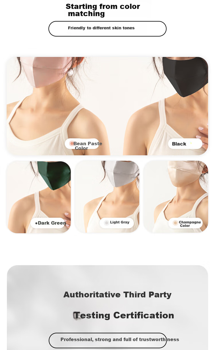 Sangshang Silk Sun Protection Mask, UV-Resistant, 100% Mulberry Silk, Skin-Friendly, Breathable, Face-Slimming, for Men And Women, Xilan Dye 9