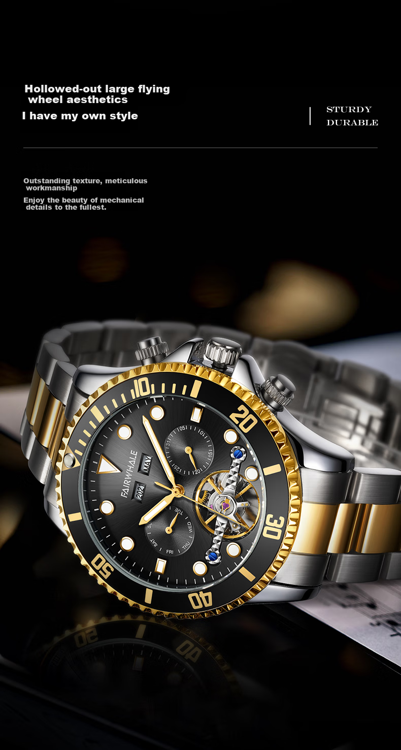 MARK FAIRWHALE Competitive Diving Series Men's Skeleton Mechanical Watch, Automatic Chinese Watch, Qixi Gift for Husband, 6010 5