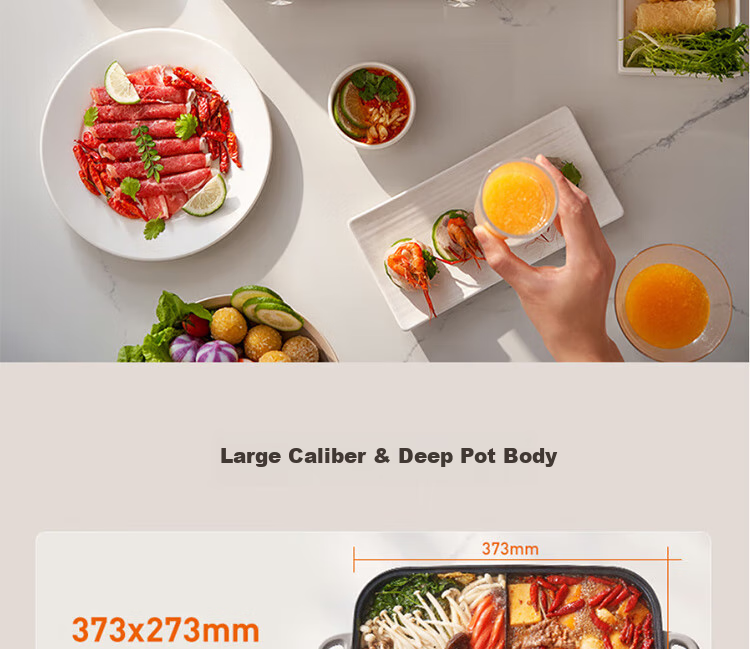 Joyoung Household 8L Large Capacity Electric Cooking Pot, Multifunctional Dual-Sided Electric Hot Pot, Electric Heating Pot HG80-G811 15