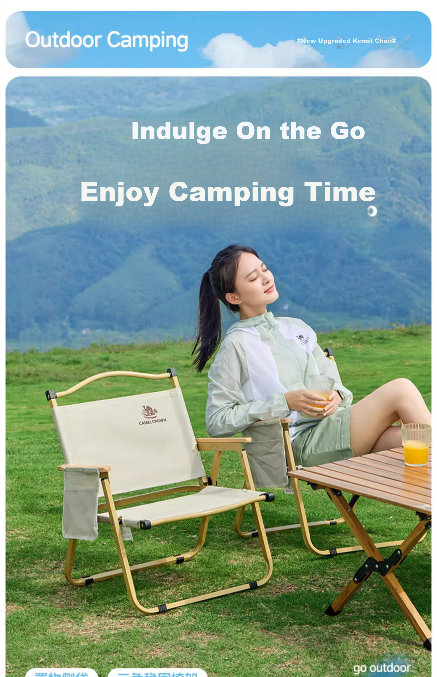 CAMEL Outdoor Kamilite Chair, Outdoor Picnic Camping Chair, Folding Camping Chair, Fishing Sketching Chair, Equipment Table And Chairs D619 3