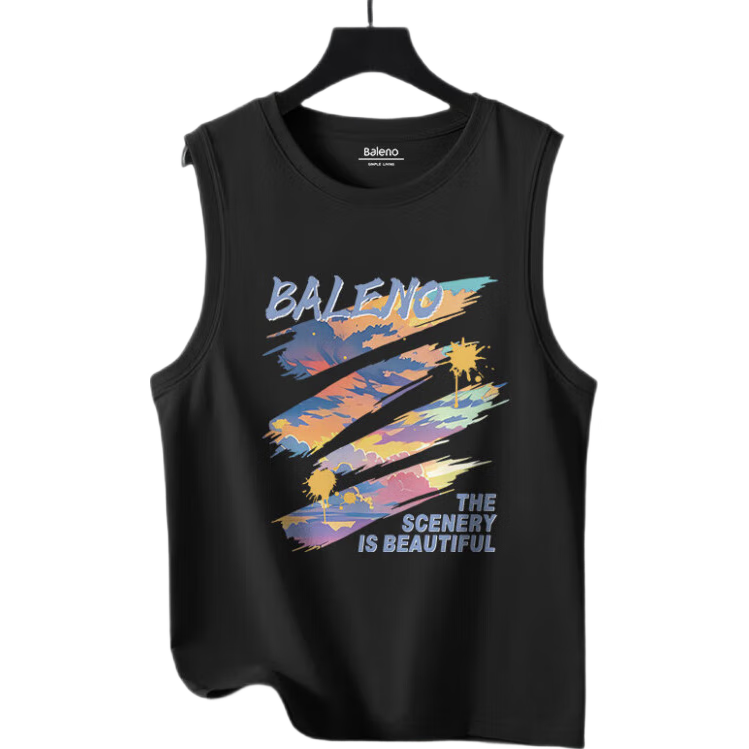 Baleno Men's Tank Top, Summer American Trendy Brand, Loose-Fitting Breathable Versatile Sleeveless Top, Youth Basketball Pure Cotton Vest