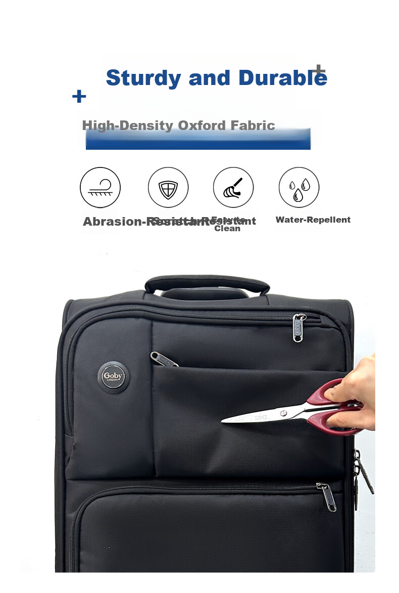 Goby Luggage, Ultra-Light Soft Oxford Fabric Suitcase, Multi-Pocket Case, 3001C Starry Black, 28-Inch Check-In Suitcase 23