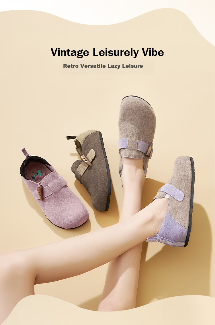 J&M Birkenstock-Style Women's Shoes, Spring Outdoor Wear, Soft Sole, Retro, Full Coverage, Casual, Niche, Women's Flats, Coffee Color, Size 40 4