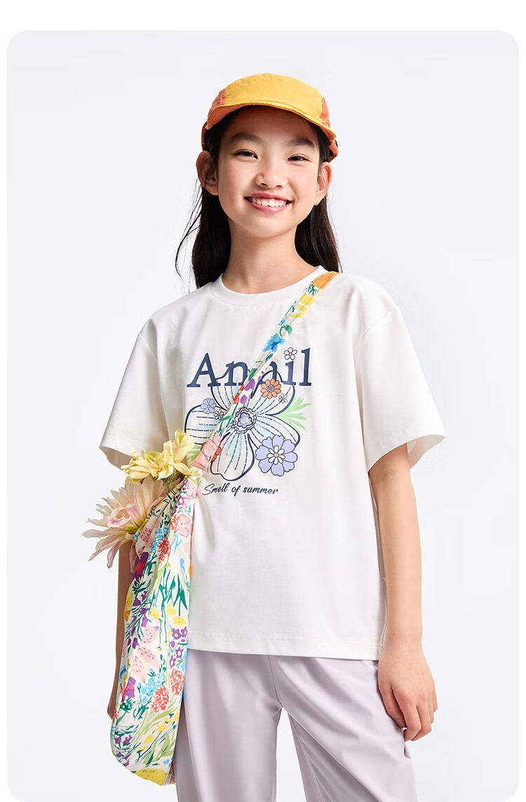Annil Girls' Round Neck Short-Sleeve T-Shirt, 2025 Summer New Style, Breathable And Fashionable 4