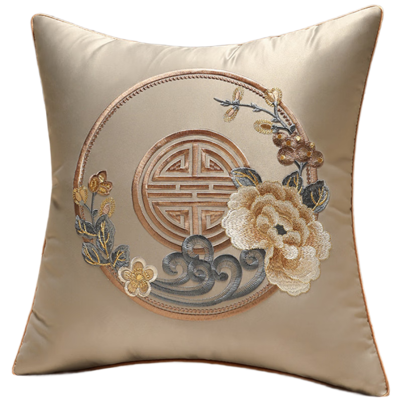 Huamanshengting Car Seat Cushion Pillow, New Chinese-Style Throw Pillow, Sofa Backrest, Bed Backrest, Waist Support, Huahuanrong Yanshui, 50*50cm