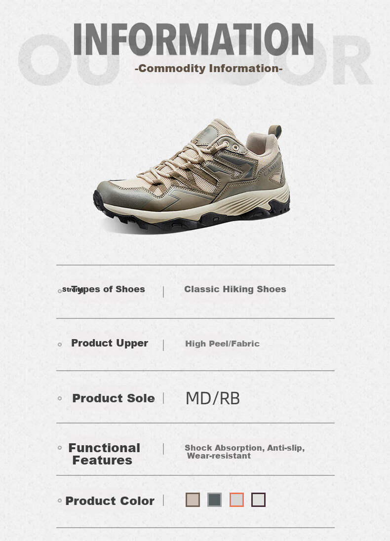 CAMEL Outdoor Hiking Shoes, Running And Climbing Shoes, Breathable Casual Sports Shoes for Men And Women, FOS2210010 10