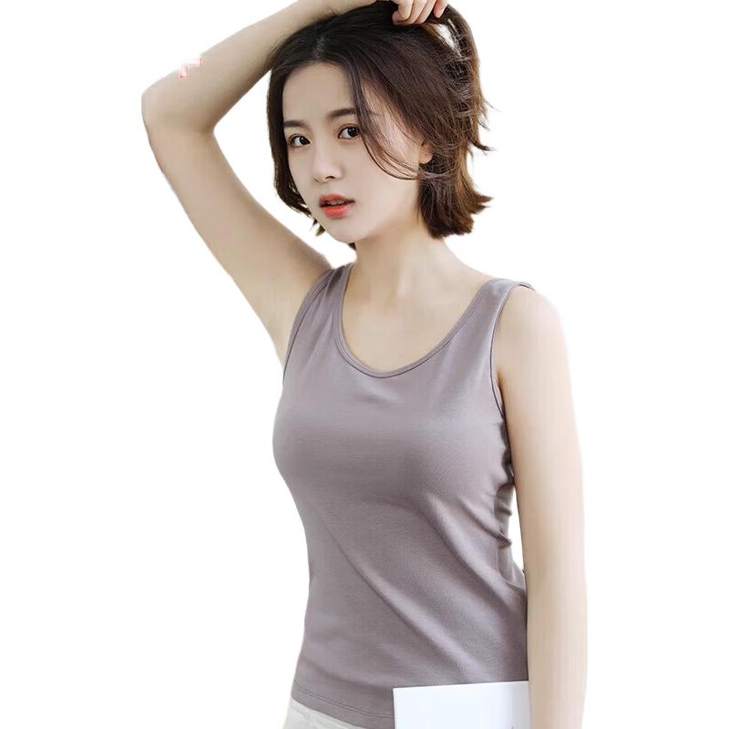 Hengyuanxiang Women's Knitted Cotton Vest Thin Summer Student Sports Outerwear Small Camisole Coffee