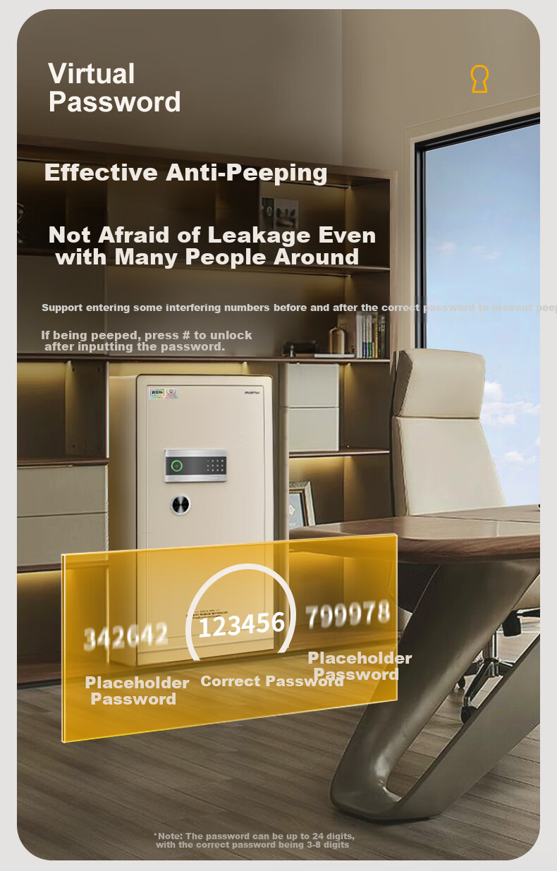 AIPU Home Safe Box with Fingerprint And Password, Anti-Theft Office Safe, Bedside Cabinet, Small All-Steel 3C Certified Financial Storage Box, Jingzhi Gao 40CM White 12