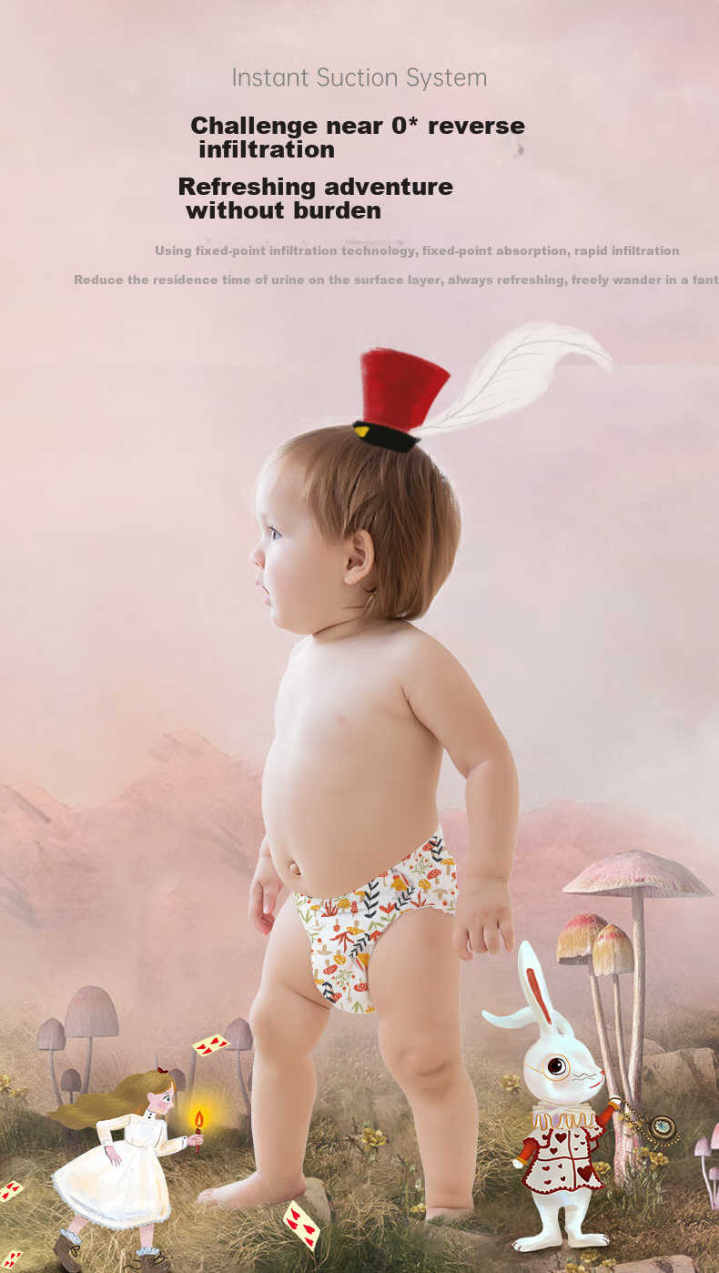 Bebetour Alice in Wonderland Mini Diapers, Size S, 26 Pieces (4-8kg) [Brand Direct Supply, Safe Quality] 3