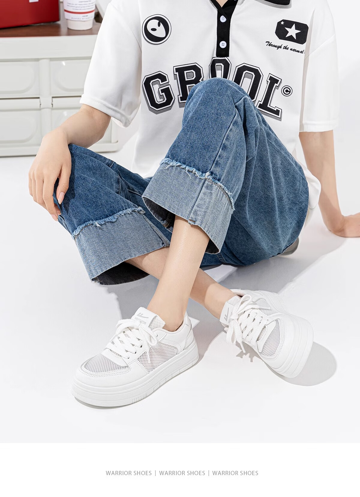 Huili Summer Breathable Mesh Panel Shoes for Women, Comfortable Versatile Thick-Soled Heightening Casual Shoes, White, Size 38 2