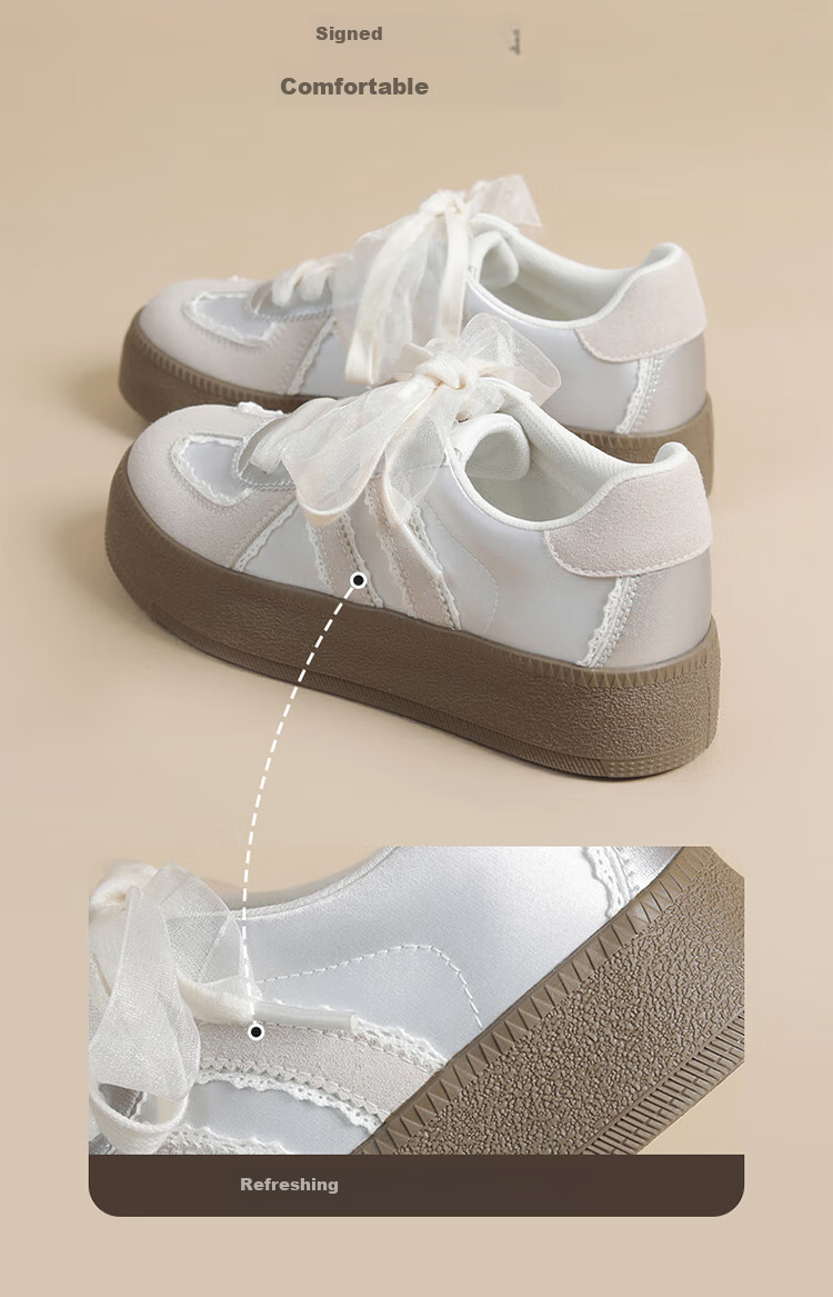 ZHR Dexun Women's Lace-Trimmed Thick-Soled Heightening Casual Shoes, Versatile Sports Shoes for Women, KS63, Silver, Size 40 6