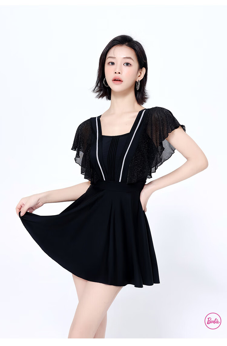 Barbie Conservative One-Piece Swimsuit for Women, Slimming Black Dress-Style Sexy Plus Size Swimwear for Beach Vacation And Hot Springs 5