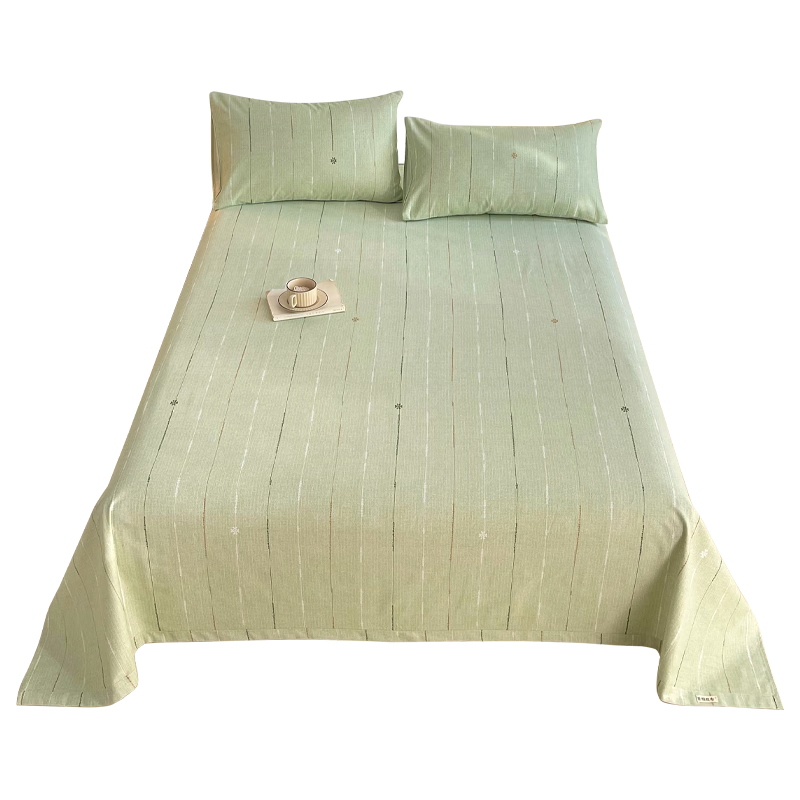 KING SHORE Pure Cotton Bed Sheet, 100% Cotton Class A Thickened Coarse Cloth Bedspread, Dormitory Student Single Bed Sheet, 160*245cm, Natural Gree