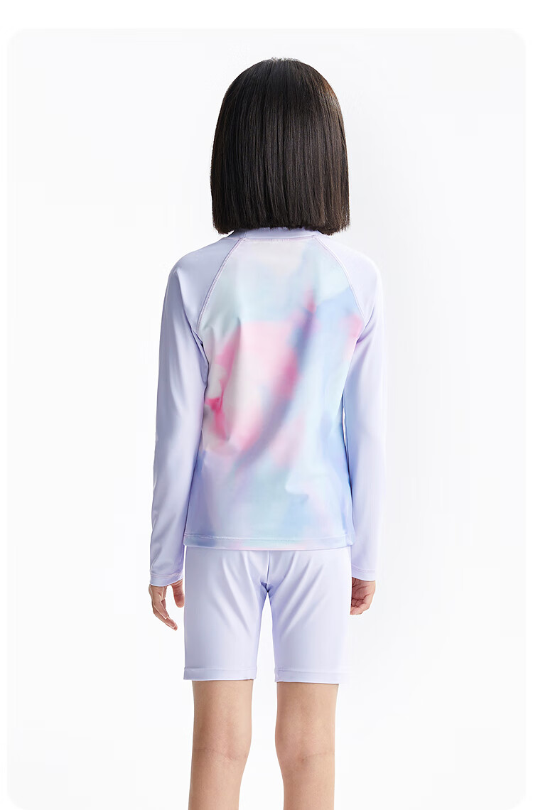 Annil Girls' Two-Piece Long-Sleeve Set, Summer 2025 New Style, Purple Flower Pattern, Size 110 9