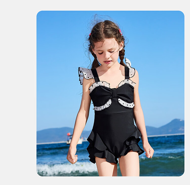 ASK JUNIOR Kids Swimsuit with Swim Cap Summer Girls' One-Piece Polka Dot Swim Dress for Beach Vacation 9