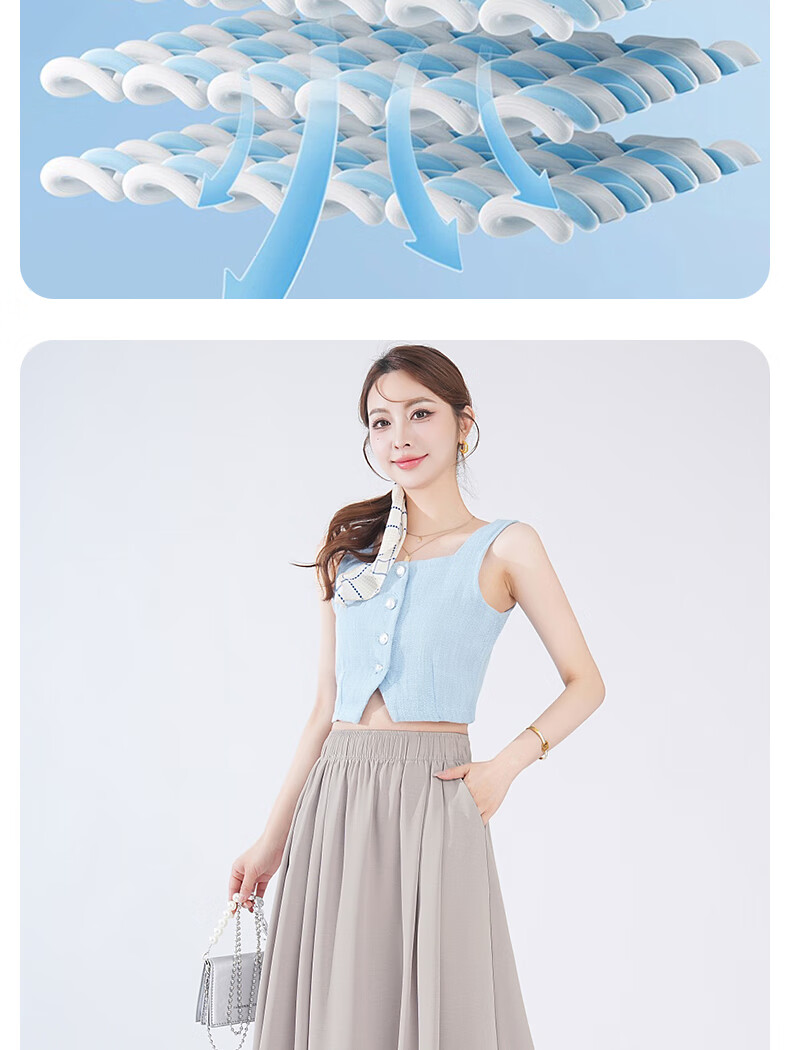 LangSha Ice Silk White Midi Skirt for Women, 2025 New Summer Thin Cool A-Line Skirt, Slimming Versatile Mid-Length Skirt 10