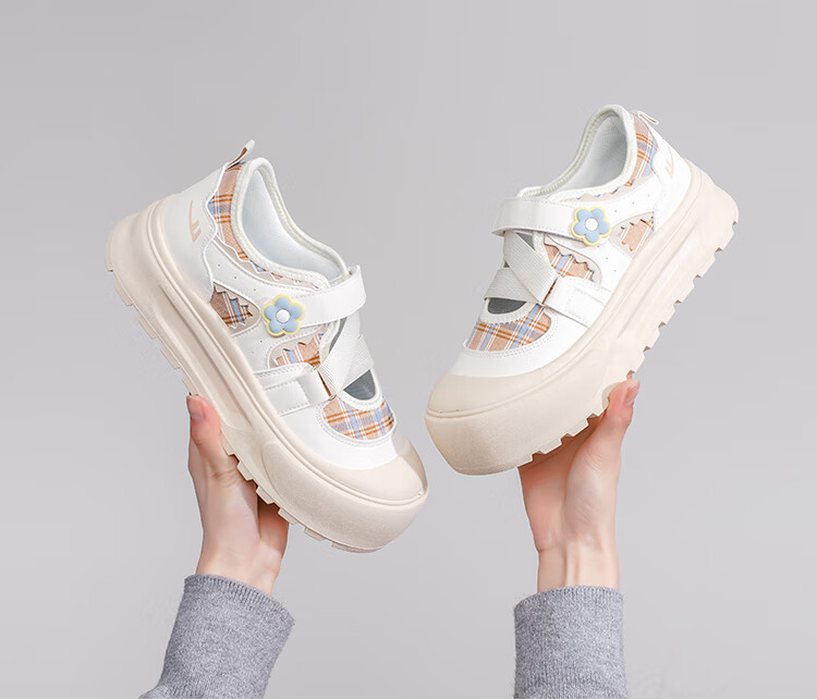 Warrior Women's New Thick-Soled Casual White Sneakers L643C White/Pink Size 36 6