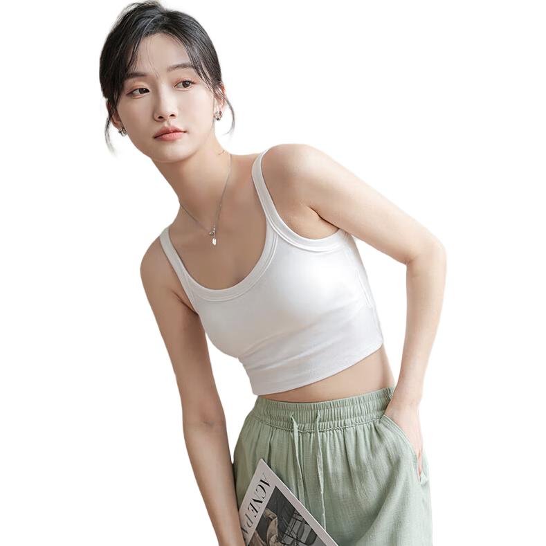 LangSha Camisole Tank Top for Outer Wear, Lightweight Summer Underwear Vest for Women with Built-In Bra Pads, Integrated Bralette, Inner Layering Camisole
