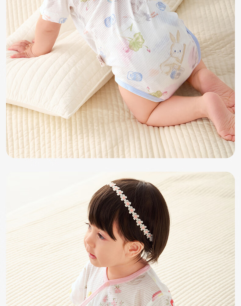 Shiyuejiejing Baby Romper, Summer Thin Style, Infant Onesie, Newborn Pure Cotton Mesh Short-Sleeve A-Class Bodysuit 20