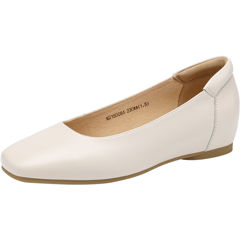 SATCHI Women's Soft Cowhide Professional Flats 2025 Spring New Small Wedge Heel Comfortable Casual Mom Shoes