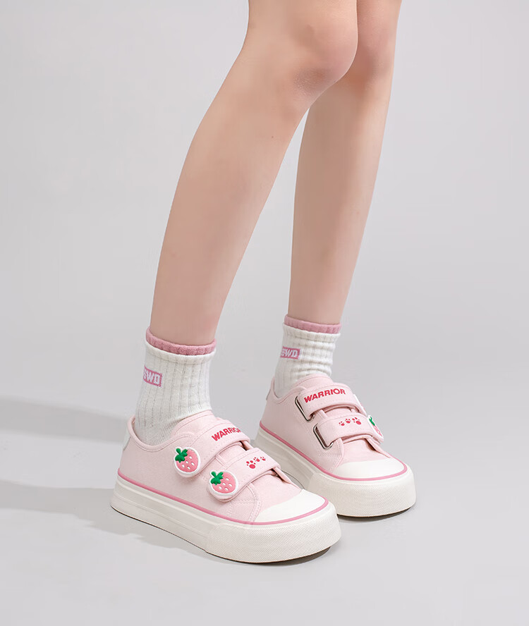 Warrior Women's Thin Canvas Shoes Magic Tape Casual Shoes L440BR Pink Size 38 4