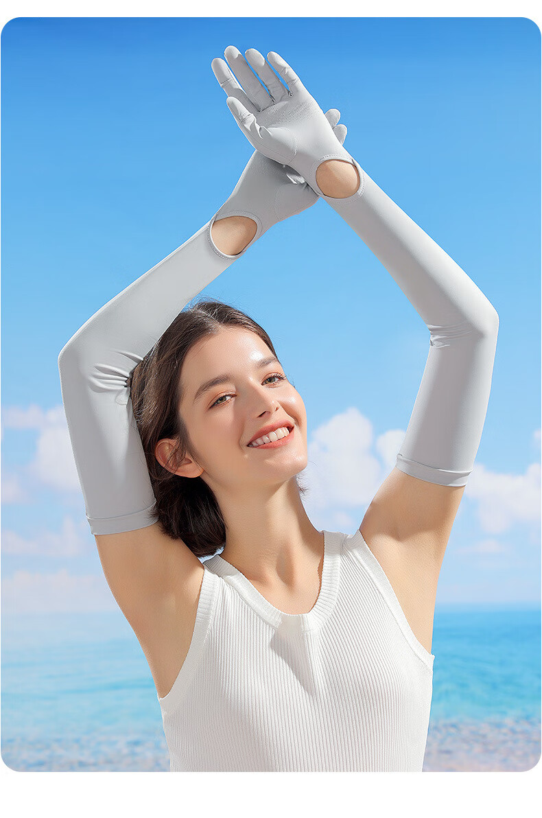TUCANO Sun Protection Gloves for Women, Summer Driving UV-Resistant Sunshade Arm Sleeves, Extended Length with Finger Exposures, Touchscreen Compatible, Ice Silk Arm Covers 18