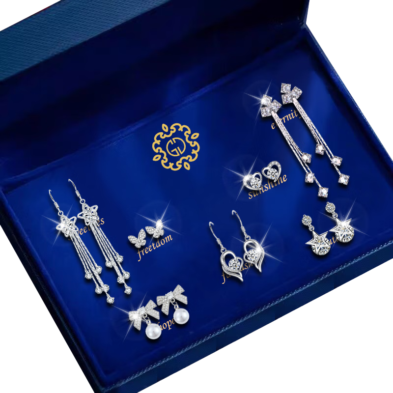 Dijing Women's Earrings, 2026 New Style Tassel Dangle Studs Gift Box, Silver Earrings, Elegant Birthday Gift for Wome