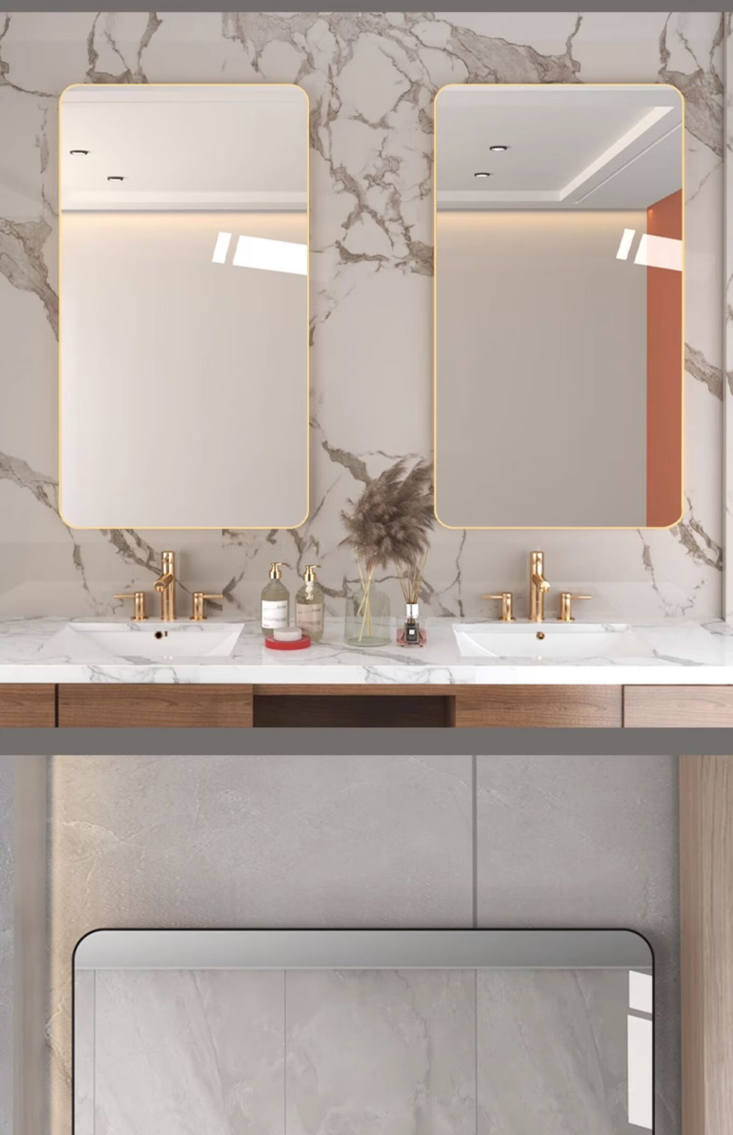 Muhan Yue Bathroom Mirror Wall Sticker No Drilling Makeup Mirror Toilet Vanity Custom Wall-Mounted Aluminum Frame 7