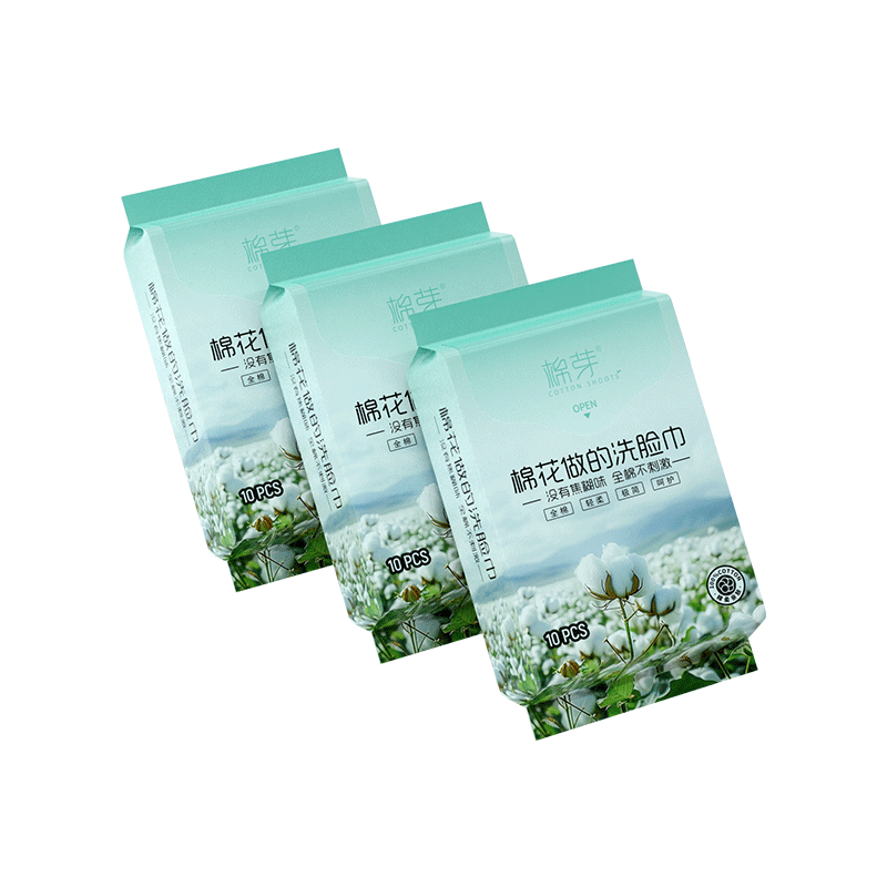 COTTON SHOOTS Disposable Cotton Facial Wipes Thickened Portable Pack 10 Sheets*1 Pack