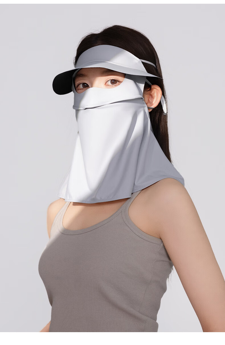 Yalu Sunscreen Face Mask 3D Neck Protection Women's Facekini with Brim UV Protection Black Coated Full Coverage Mask 11
