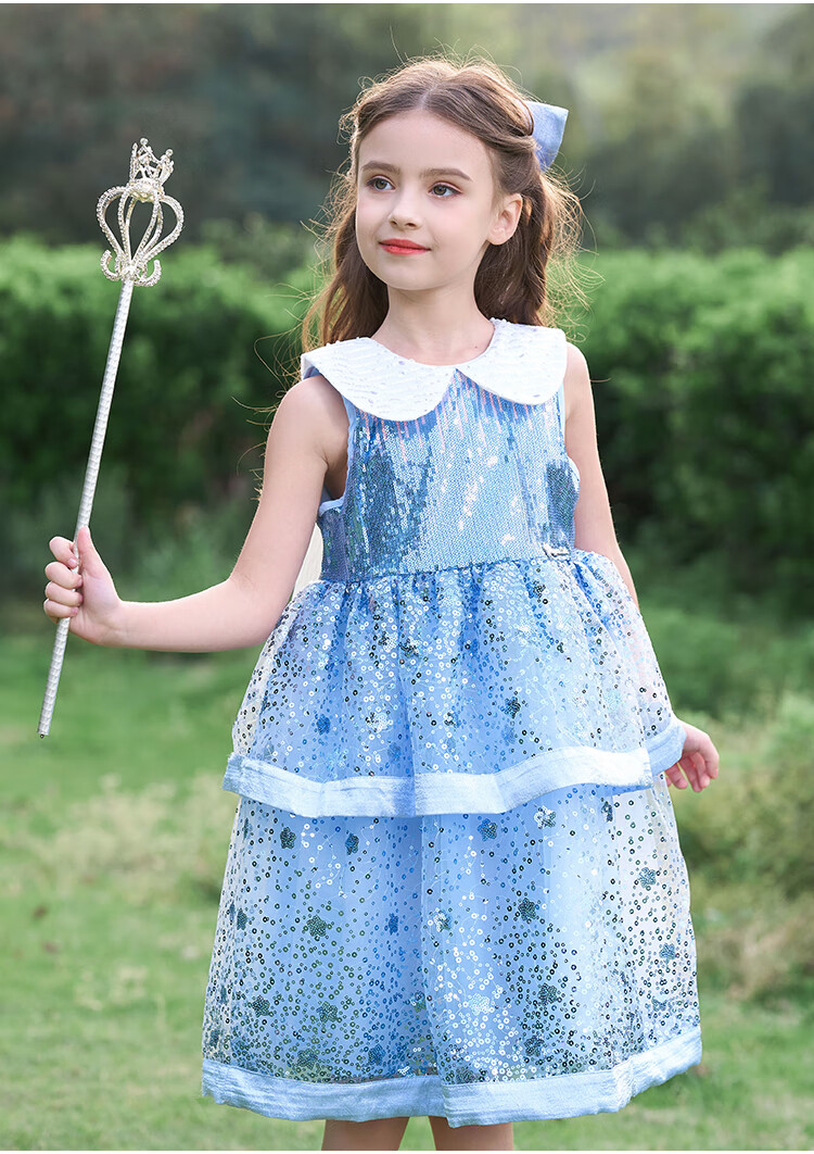 Disney Elsa Princess Dress New Summer 2026 Style Loliita Children's Clothing for Girls 4