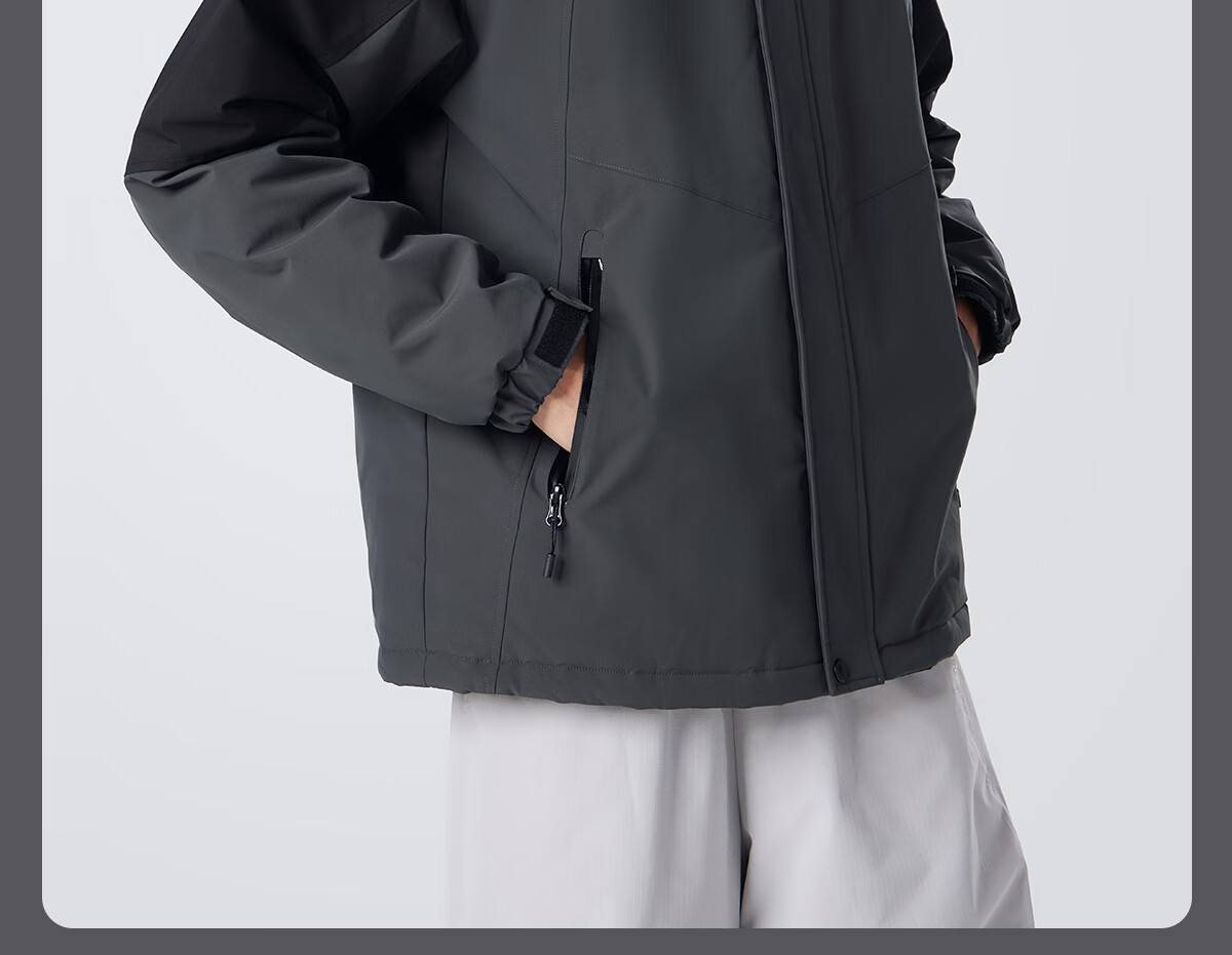 CAMEL Men's Cotton Jacket, Winter Urban Light Outdoor Fleece-Lined Waterproof Coat, Couple's Outerwear M13CA6V128C 4