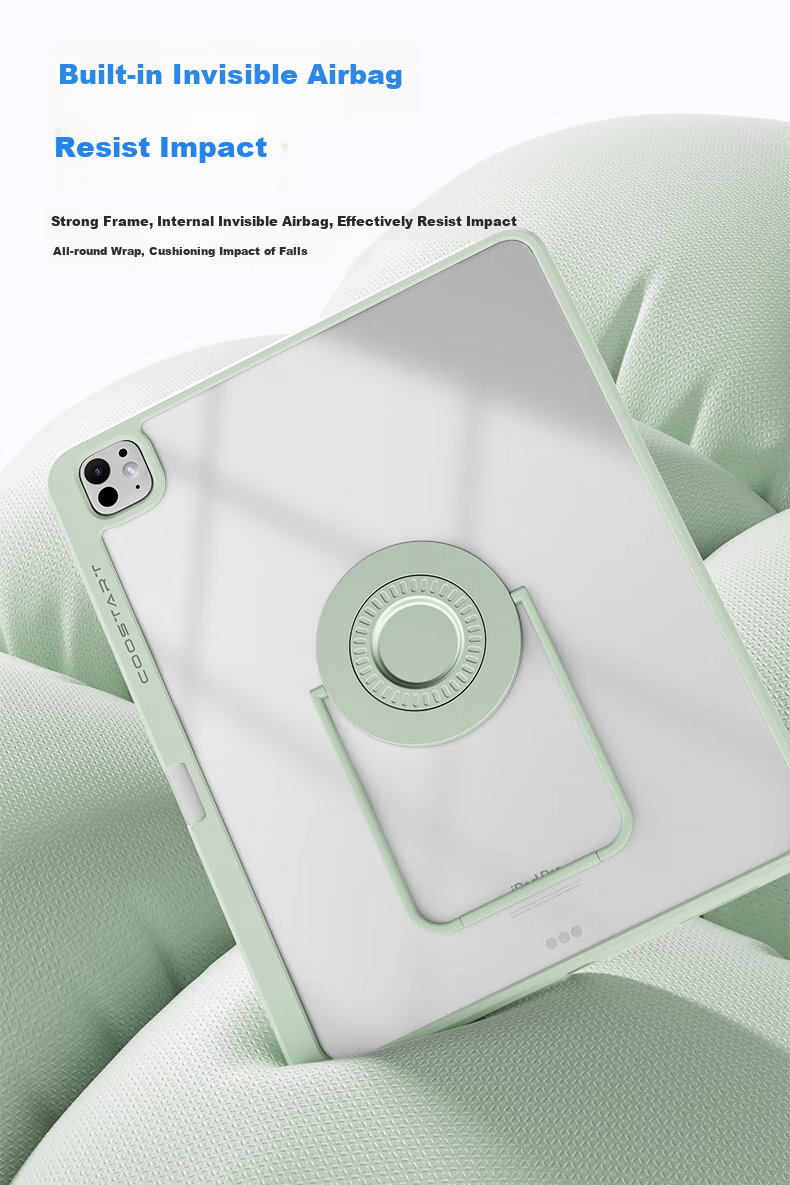 COOLSTART IPad 12/11/10 Generation Support Case, 2025 A16 Protective Cover, Shockproof Full Coverage with Rotating Stand, 10.9/11 Inch, Mint Gree 12