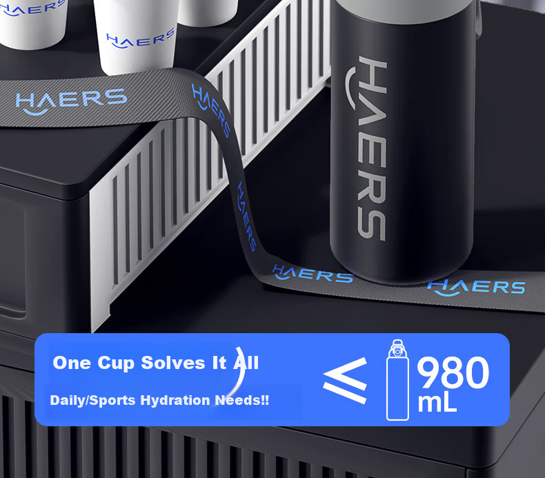HAERS Insulated Mug, 316 Stainless Steel, Large Capacity, for Men And Women, Dual-Use Sports Water Bottle, Stylish Fitness Portable Cup 6