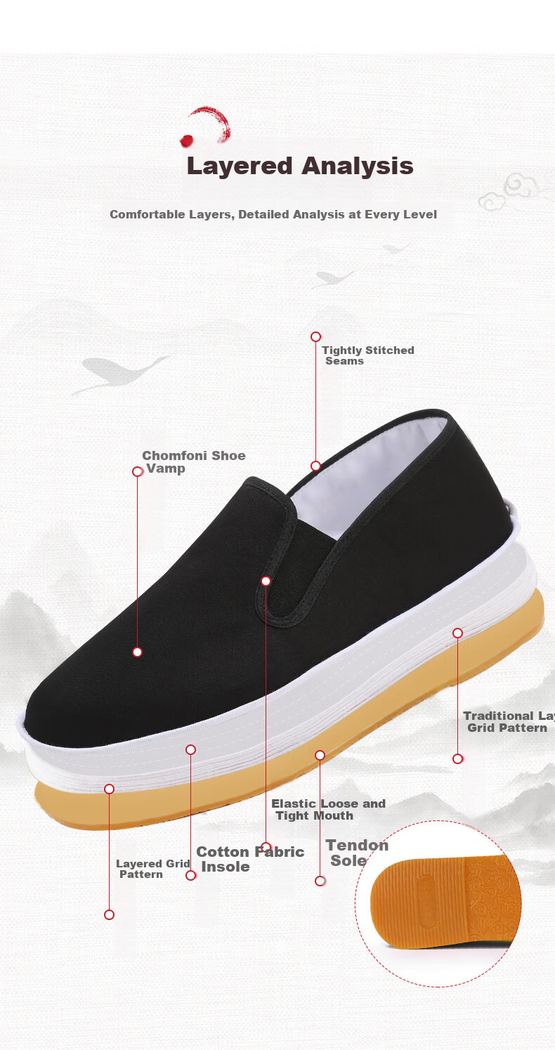 YUZHAOLIN Traditional Handmade Beijing Cloth Shoes with Thousand-Layer Sole, Slip-On Loafers for Men, Casual Shoes Y1S-1002 Size 44 3