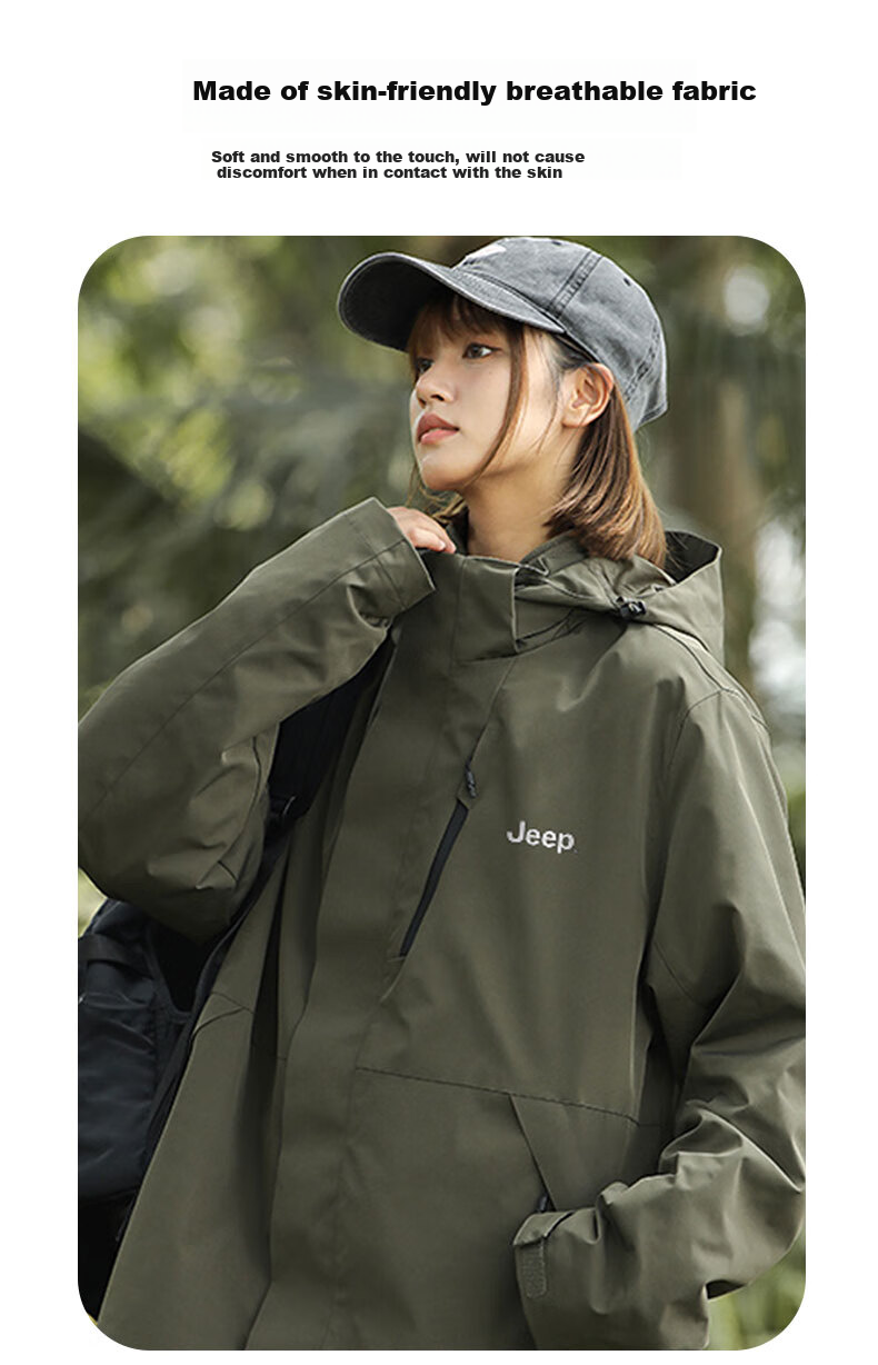 JEEP Windbreaker Jacket, Autumn Outdoor Unisex Style, Windproof Sports Hiking Top Coat, Phantom Black, 2XL 14