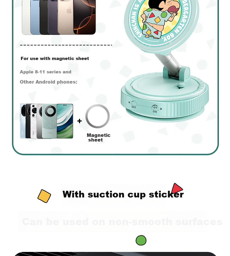 ROCK Doraemon Vacuum Suction Magnetic Phone Holder, Car Navigation Dashboard Center Console Rotating Folding Extendable Multifunctional Bedside Desktop Live Streaming Support Stand, Blue 30