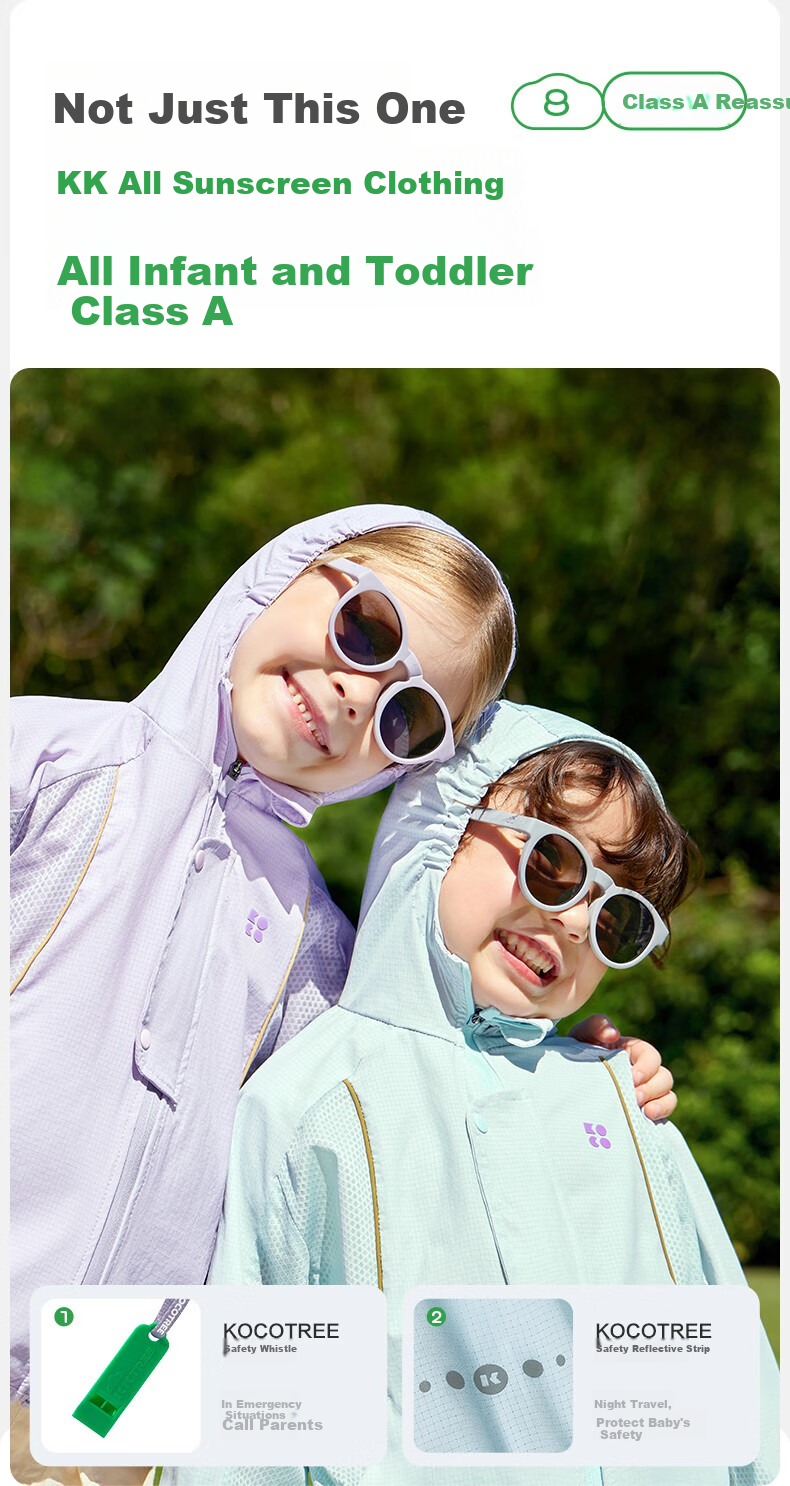 Kocotree Children's Sun Protection Clothing, Original Yarn UV-Resistant, Boys And Girls Ice Silk Cool-Touch Jacket, Baby Summer Snow Mountain Blue 20