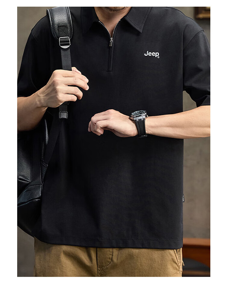 JEEP Polo Shirt for Men, Summer Short-Sleeve T-Shirt, Comfortable Breathable Casual Versatile Commuter Loose-Fitting Collared Top for Me 4