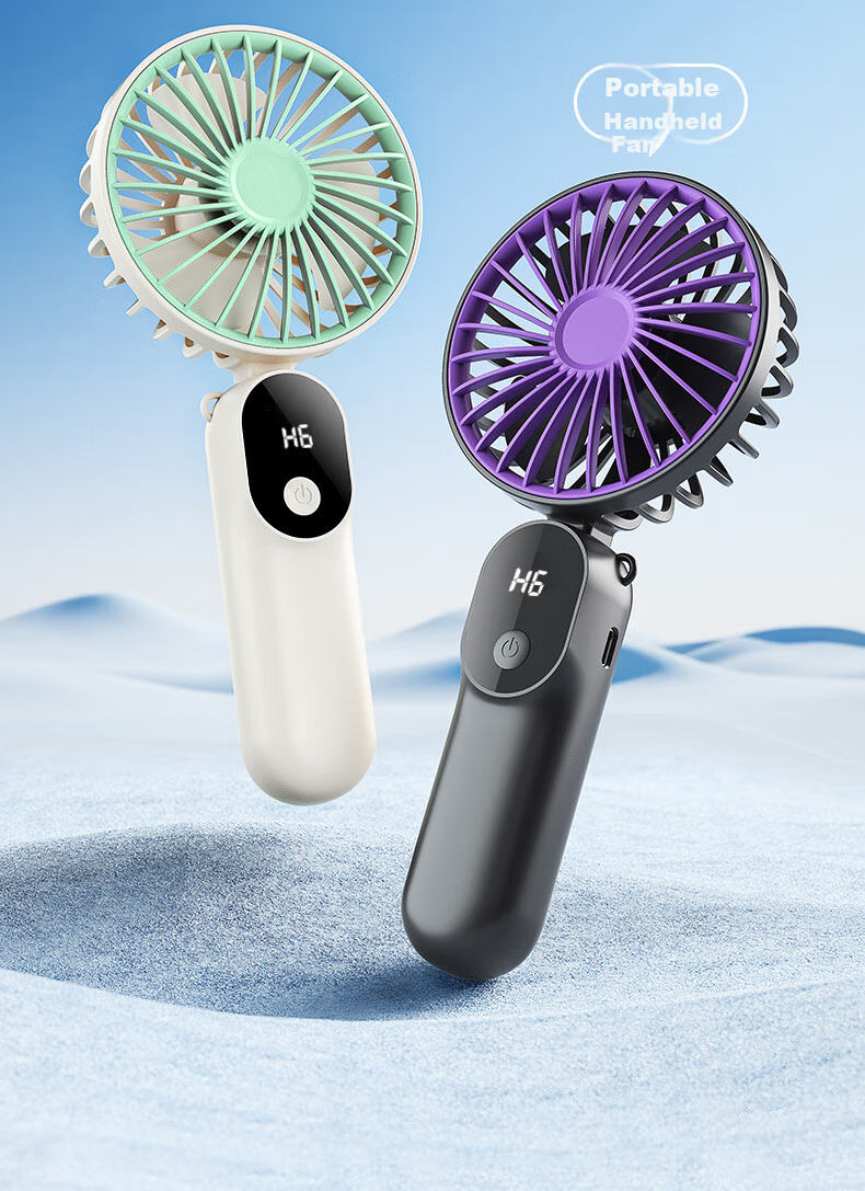 KOVOL Handheld Mini Fan, Foldable Portable Stand, USB Fan, Desktop High-Power Neck-Hanging Fan for Outdoor, Student Dormitory, Office, Rechargeable Personal Small Electric Fan with Ultra-Long Battery Life 2