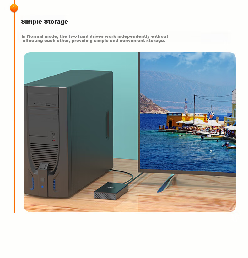 MAIWO Dual-Bay Mechanical Hard Drive Enclosure with RAID Disk Array Cabinet, Aluminum Shell Dual-Bay 2.5-Inch SSD Serial External Enclosure K25272C 8