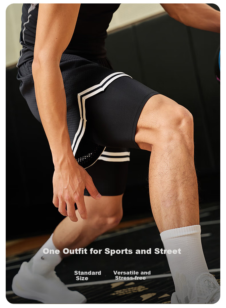 RIGORER Competitive Knitted Knee-Length Shorts for Men And Women, Basketball Shorts, Layered Sports Running Breathable Shorts 5