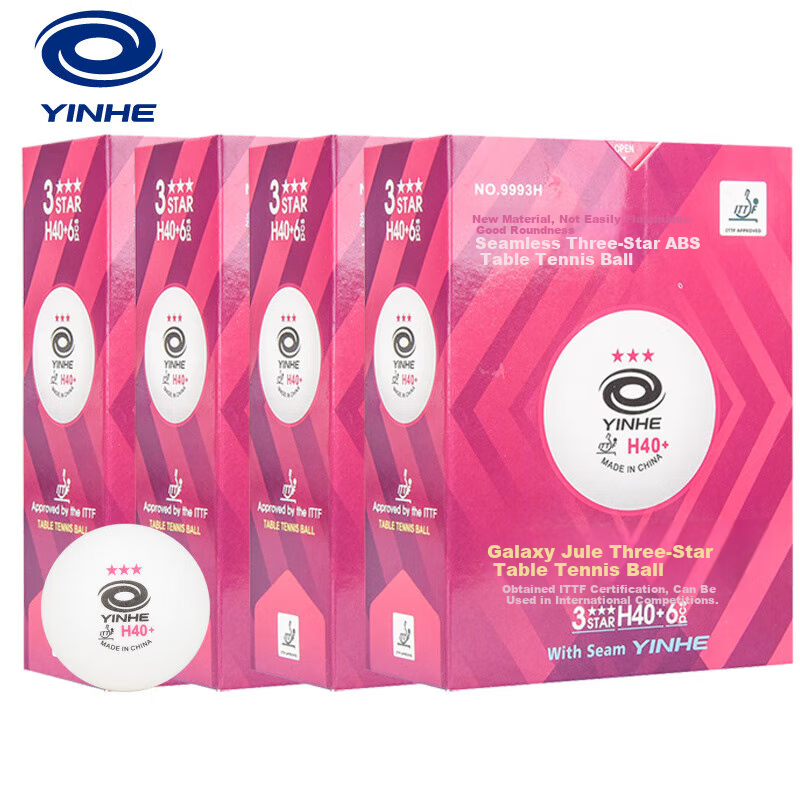 YINHE H40+ New Material Powerful Seamed Table Tennis Balls, 3-Star Competition Ping Pong Balls, White, Pack of 24