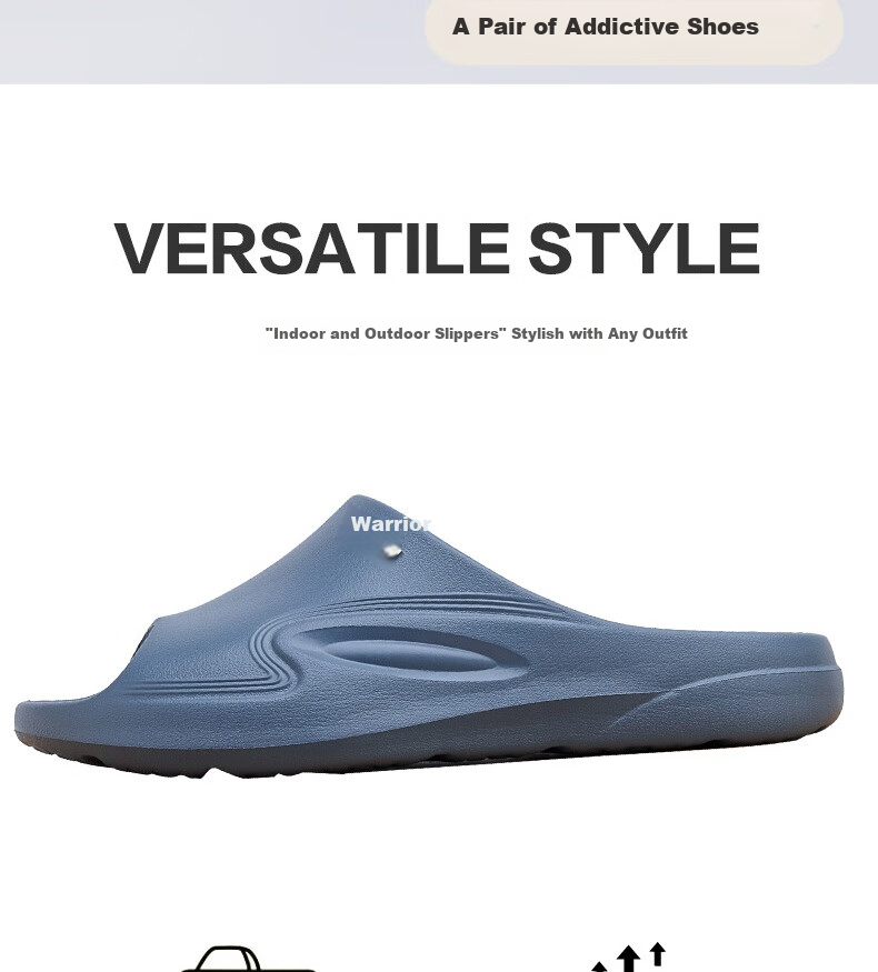 Huili Men's Slippers, Sports Outdoor Wear, Non-Slip, Antibacterial, Comfortable Cushioning Sandals, HL0566 Blue-Gray Color, Size 42-43 2