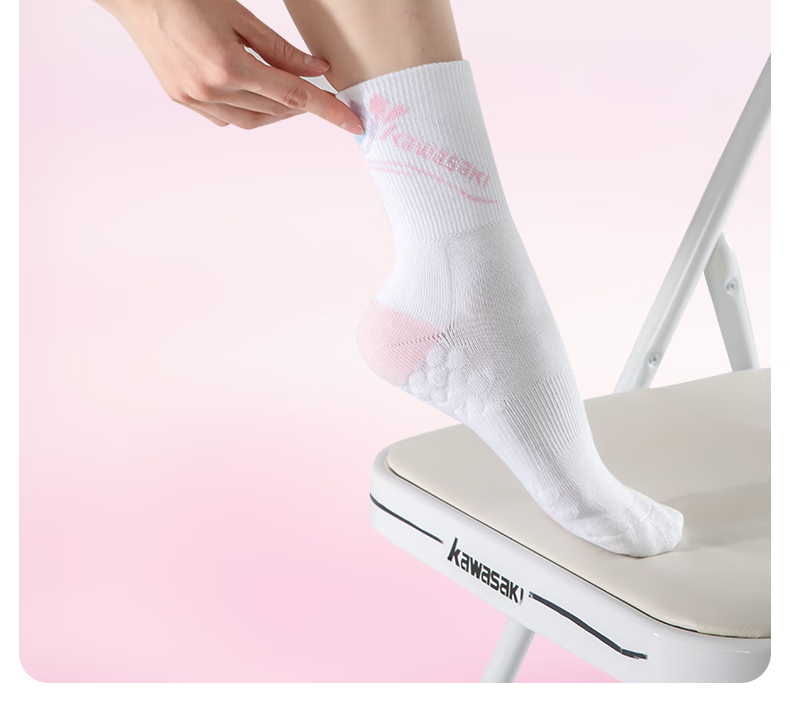 KAWASAKI Women's Featherweight Breathable Sweat-Absorbing Sports Mid Socks, Floral Series C6264 14