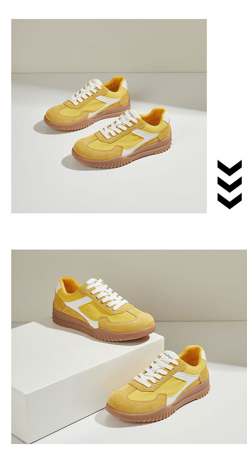 DAPHNE Yellow Dexun Shoes for Women, Fashionable Soft-Soled Comfortable Lightweight Sneakers, Low-Top Casual Women's Shoes, Yellow, Size 38 10