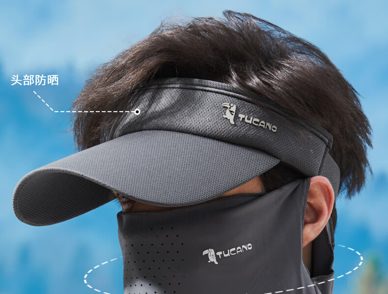 TUCANO Hat for Men And Women, Summer Sun Protection UV-Resistant Neck Guard Face Mask Integrated Running Fishing Sun Hat, Open Top Visor Sun Hat 4