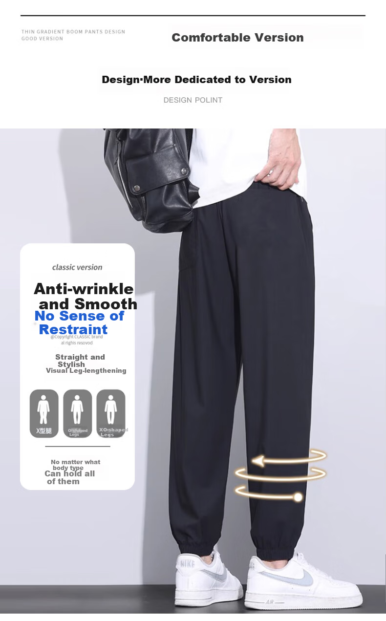 JEEP SPIRIT Men's Ice Silk Quick-Dry Breathable Casual Sports Jogger Pants Black 4XL 2